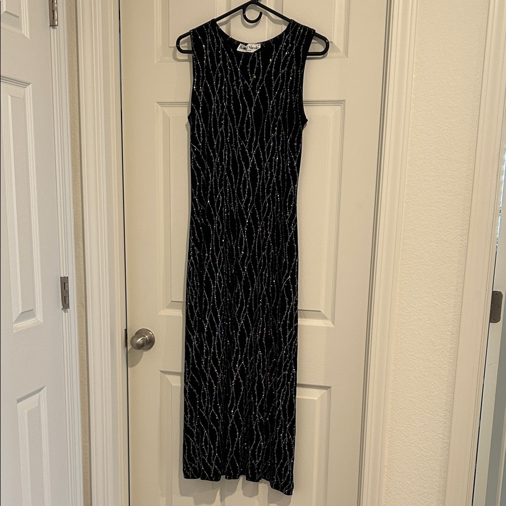 Elegant Black and Silver Sleeveless Dress
